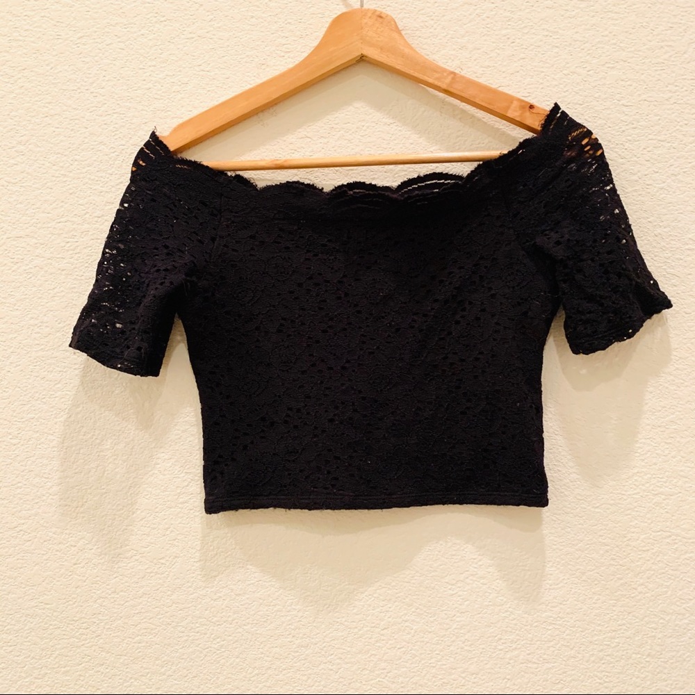 Hollister Off Shoulder Crop Lace Top